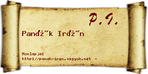 Panák Irén névjegykártya