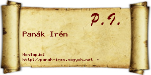 Panák Irén névjegykártya
